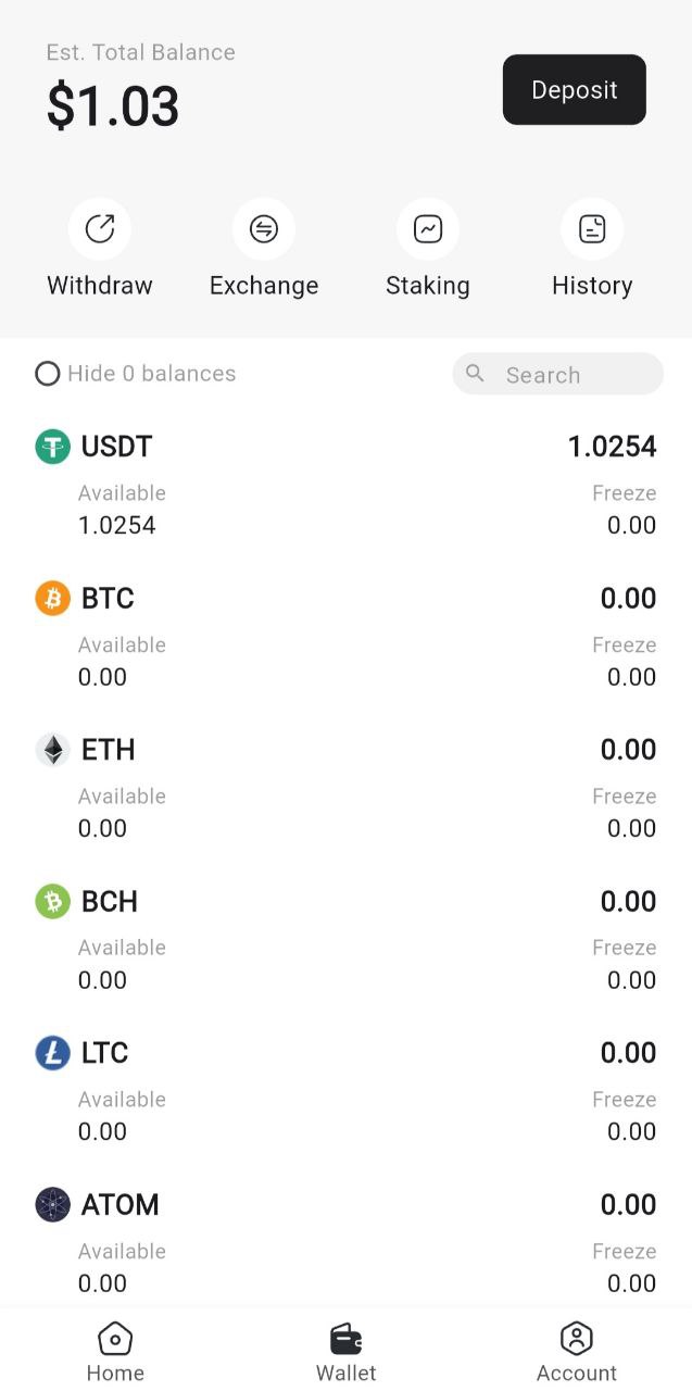 Bitfree раздел "Кошелек"