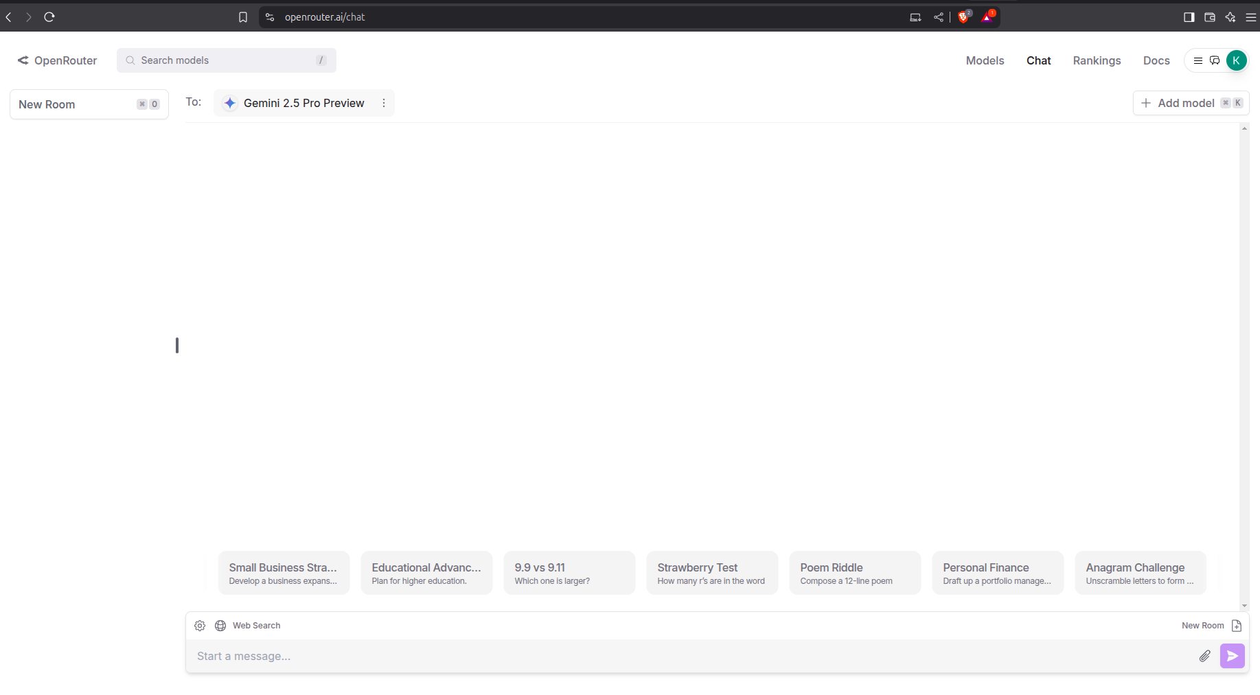 Интерфейс чата OpenRouter