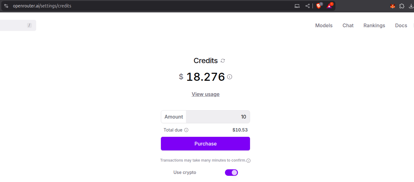 OpenRouter страница credits